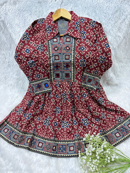 Deepika Ajrakh  Short Kurti