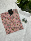 Sanganeri Printed Peach Cotton Short Kurti