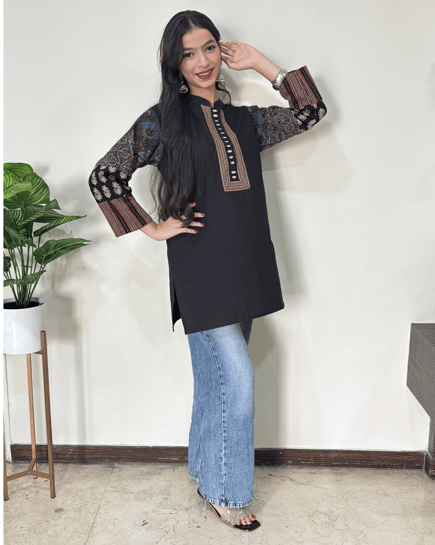 Reeva Ajrakh cotton Short kurti
