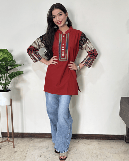 Reeva Ajrakh cotton Short kurti