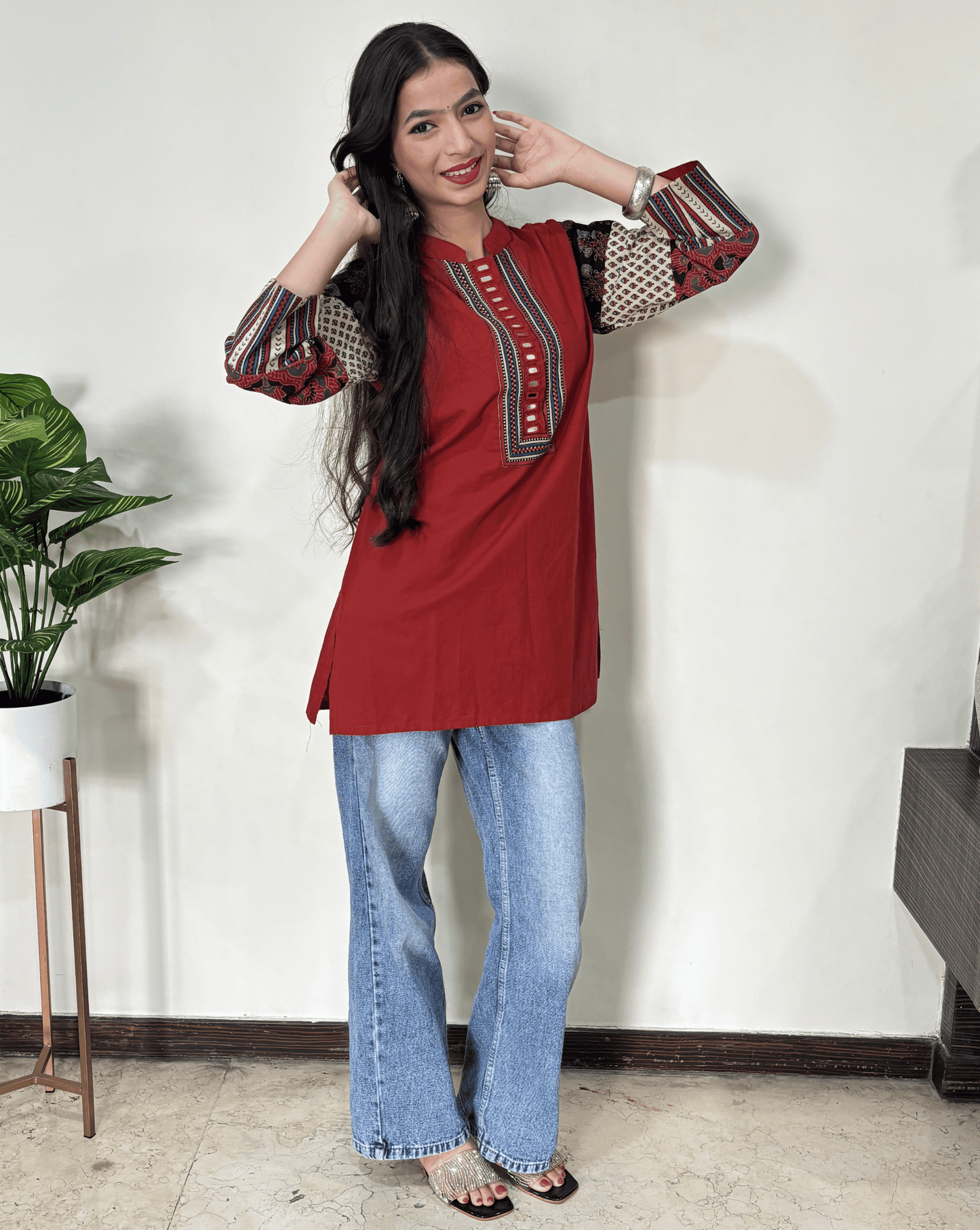 Reeva Ajrakh cotton Short kurti