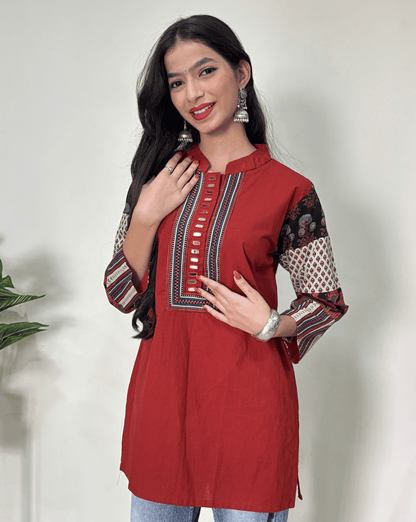 Reeva Ajrakh cotton Short kurti