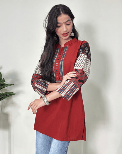 Reeva Ajrakh cotton Short kurti