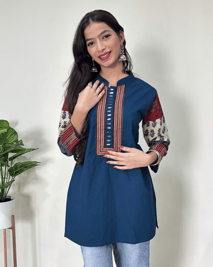 Reeva Ajrakh cotton Short kurti