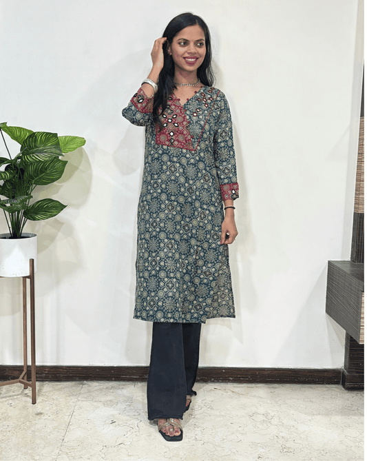Pallavi Ajrakh Long Kurti