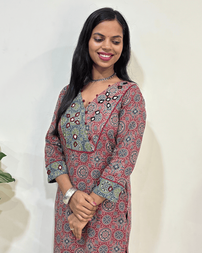 Pallavi Ajrakh Long Kurti