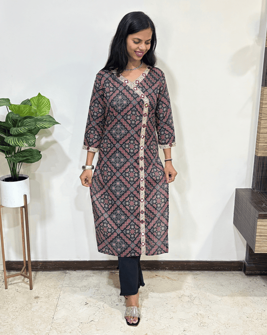 Prisha Ajrakh Long Kurti