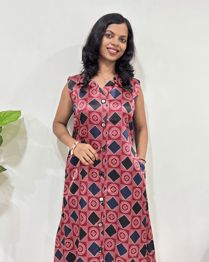 Kriti Ajrakh Mashru Silk One Piece