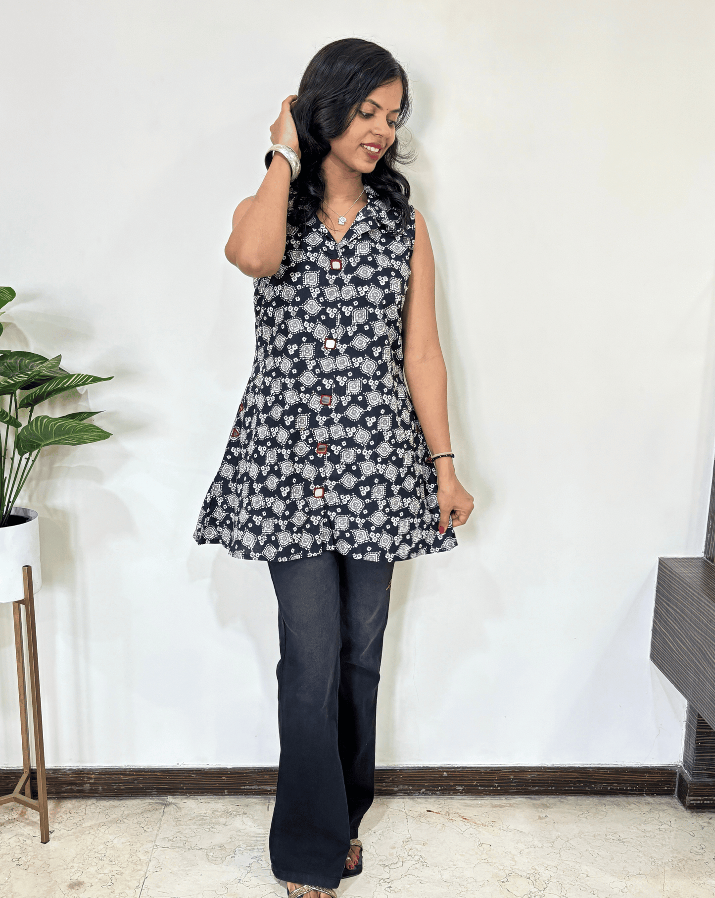 Kiara Ajrakh Short Kurti