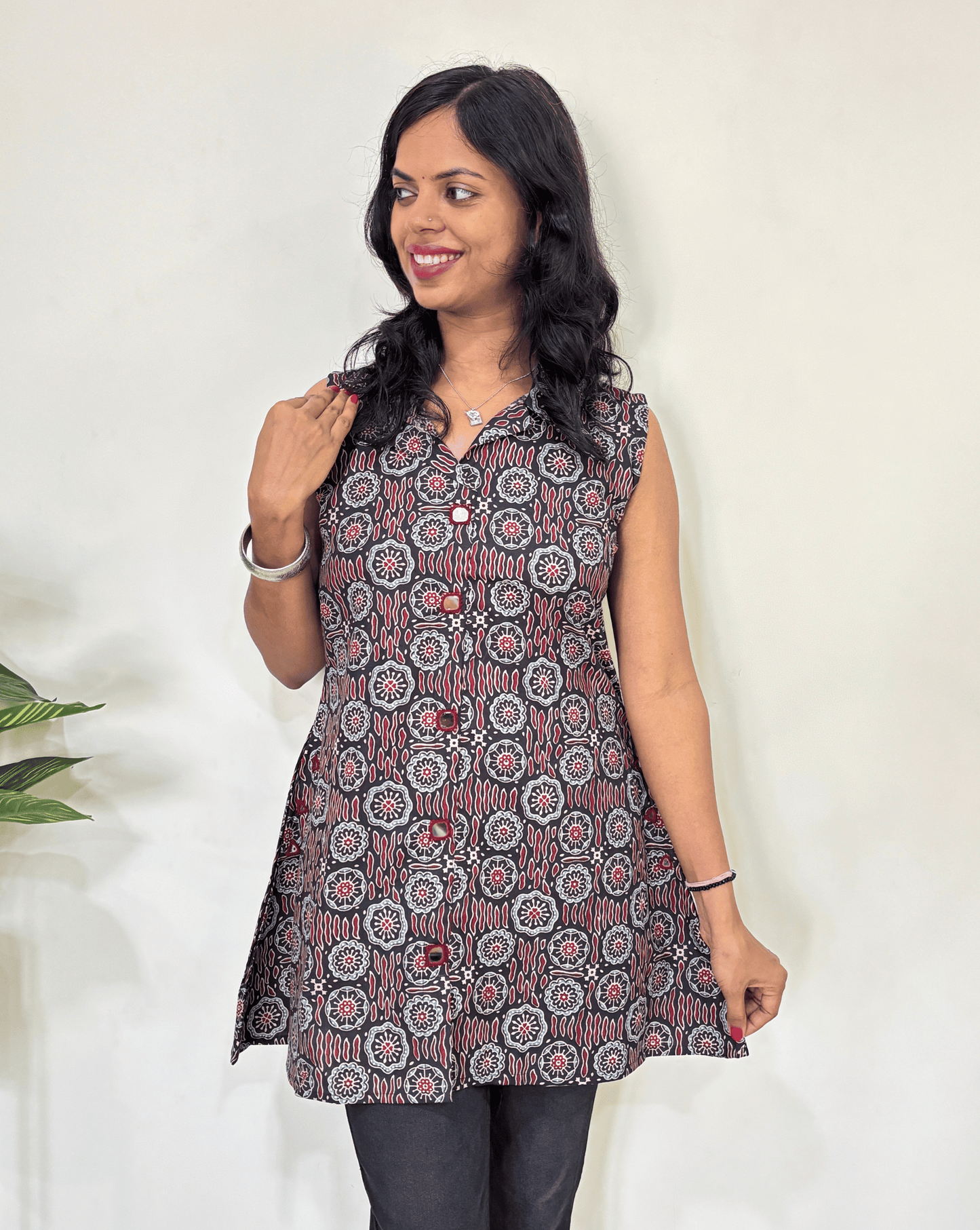 Kiara Ajrakh Short Kurti