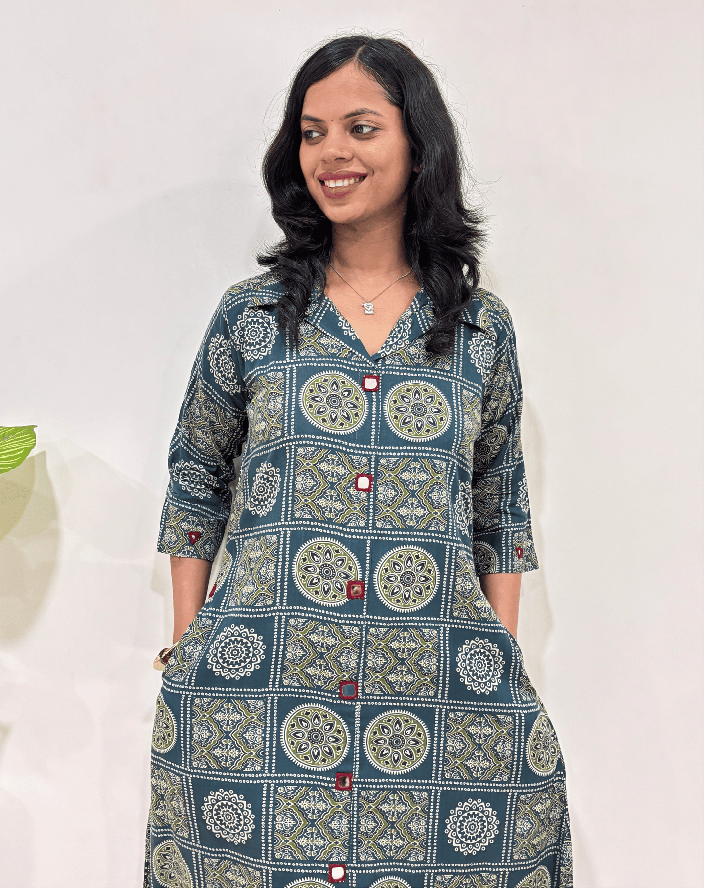 Shirya Bandhani A-line Cotton Long Kurti