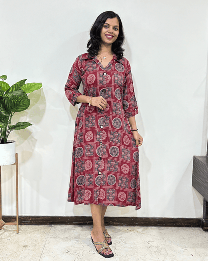 Shirya Bandhani A-line Cotton Long Kurti