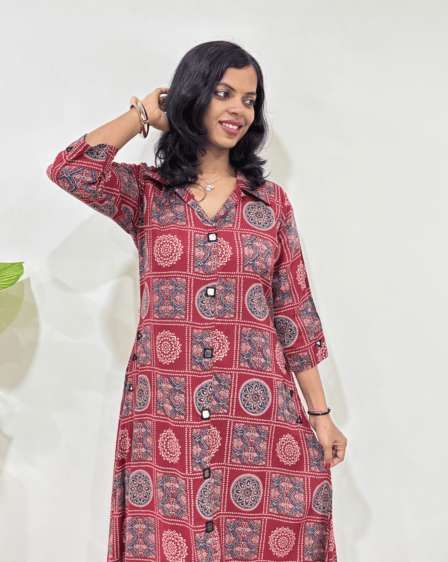 Shirya Bandhani A-line Cotton Long Kurti