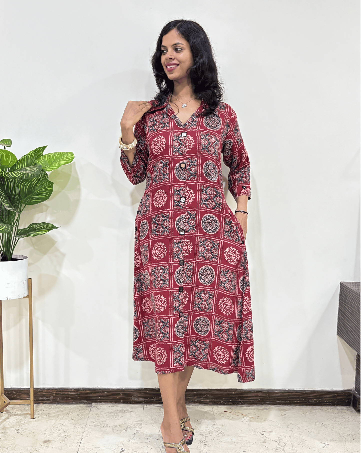 Shirya Bandhani A-line Cotton Long Kurti