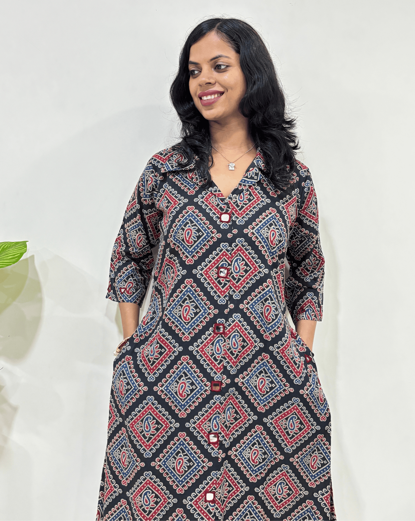 Shirya Bandhani A-line Cotton Long Kurti