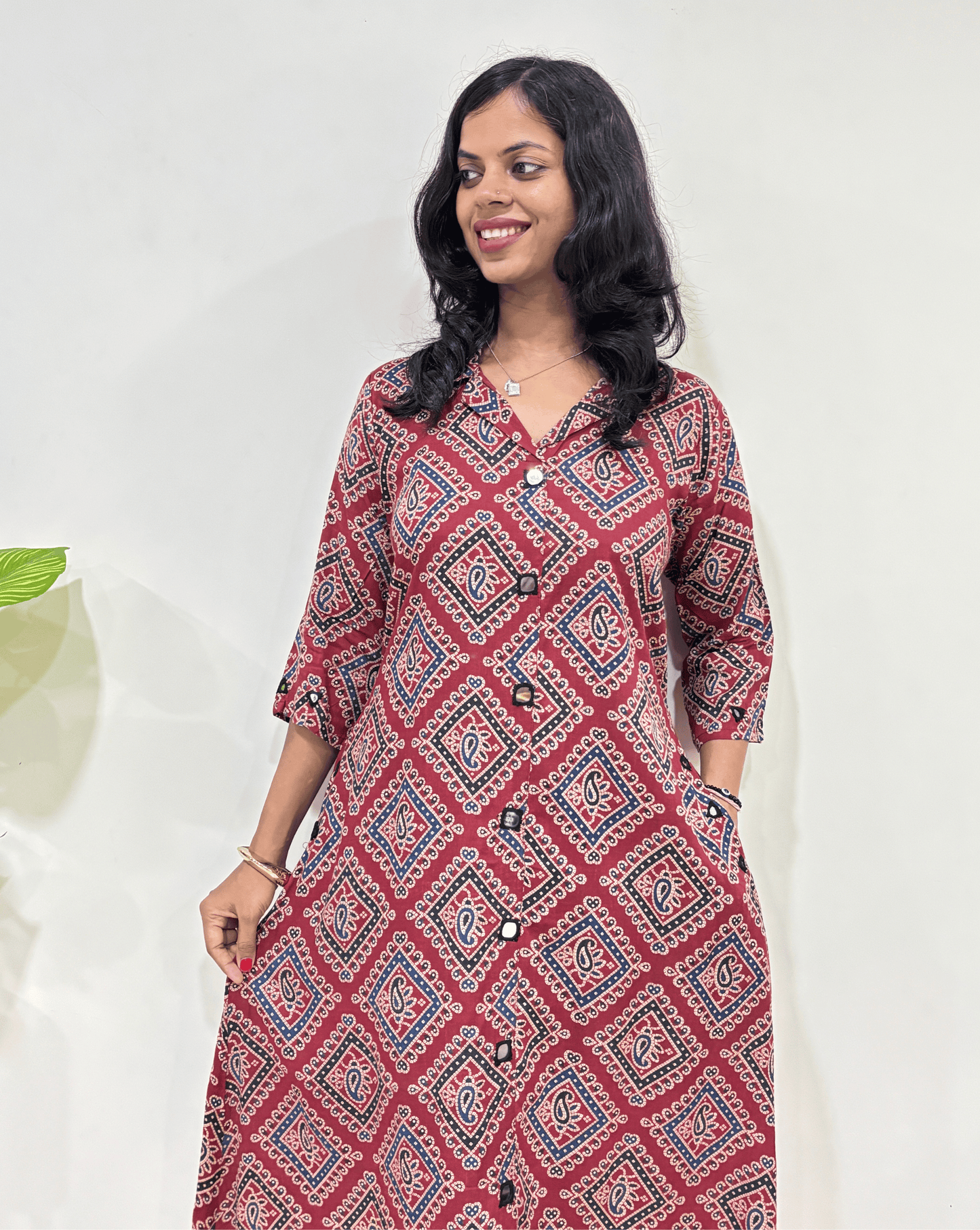 Shirya Bandhani A-line Cotton Long Kurti