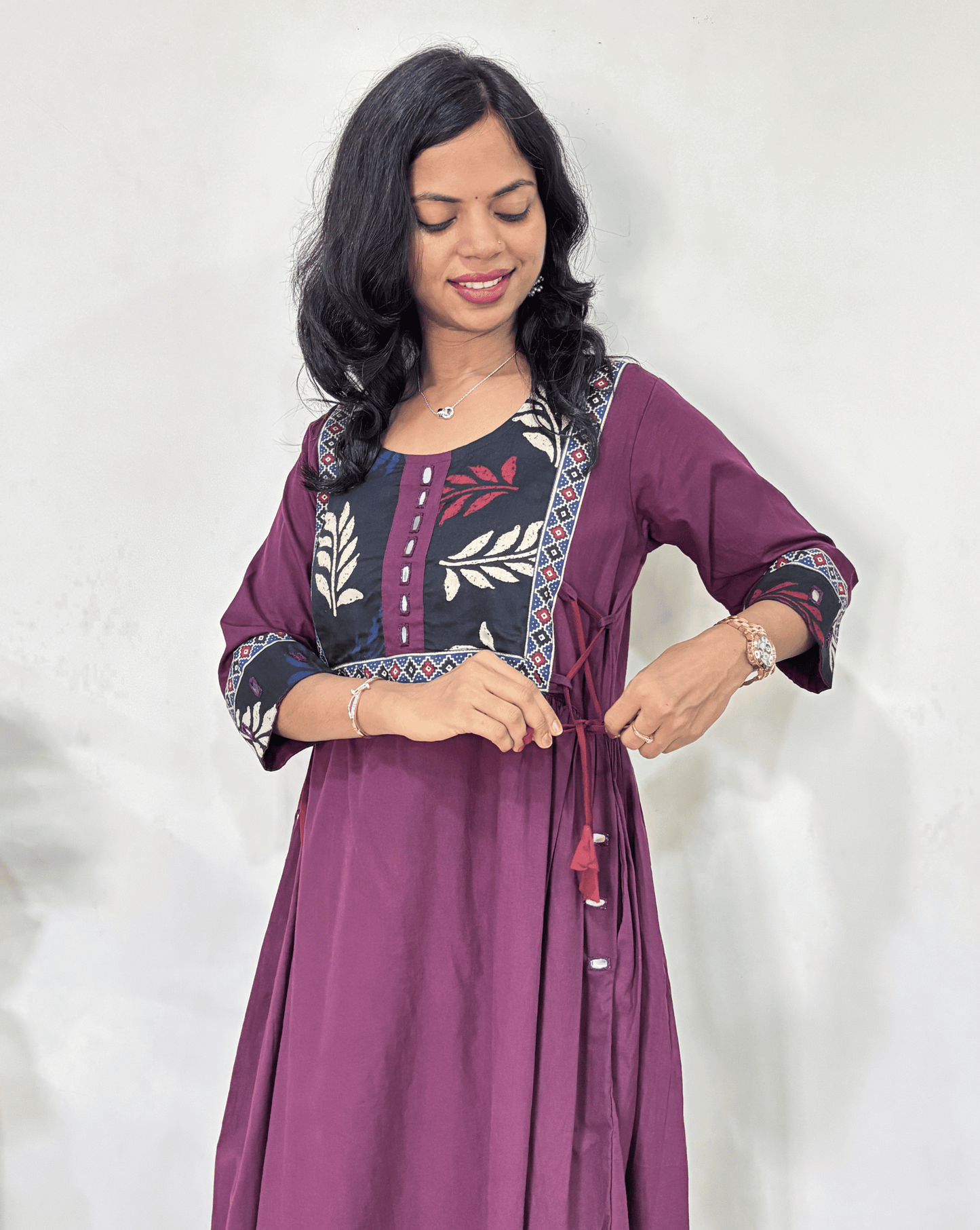 Ishani Ajrakh A-line Long Kurti