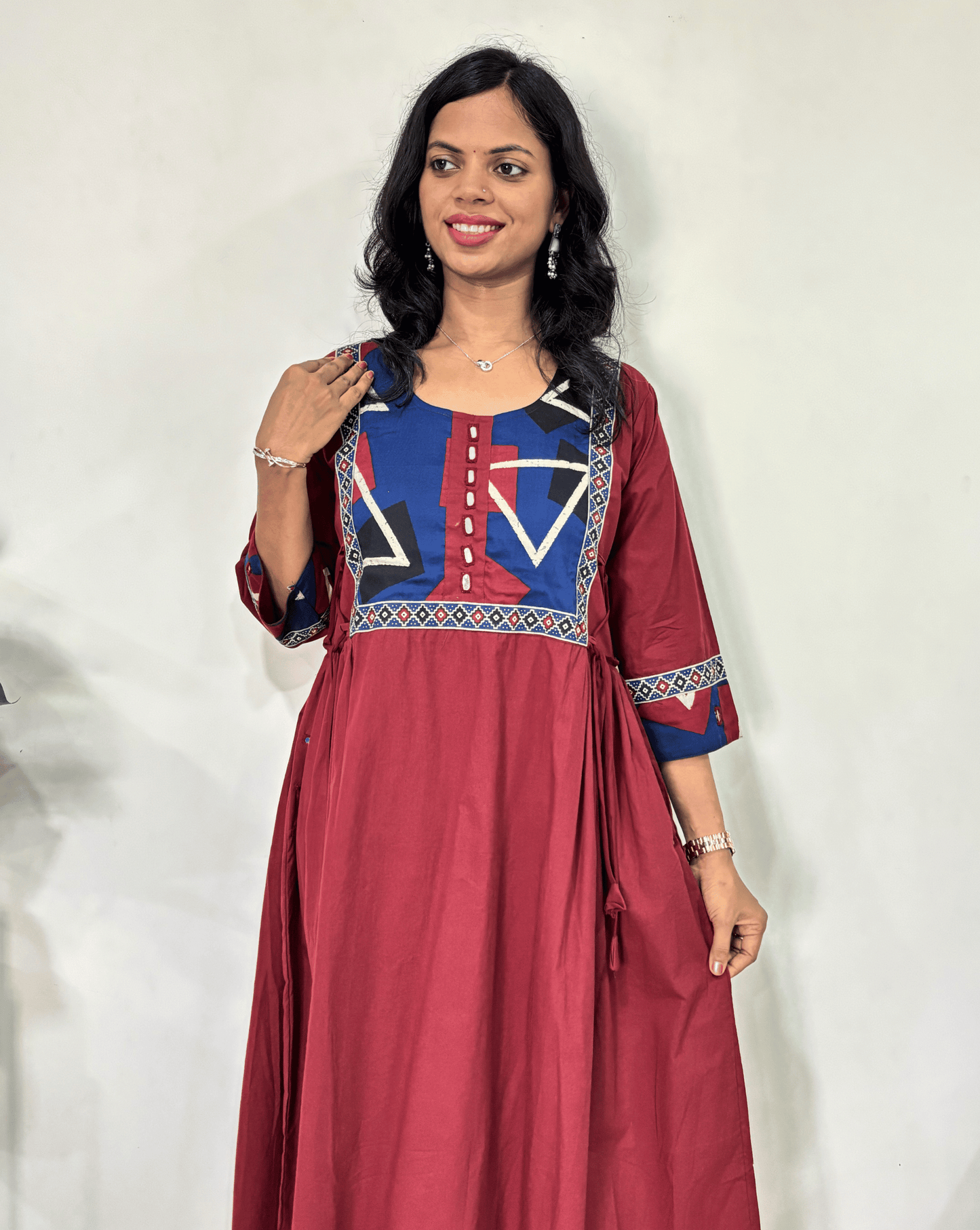 Ishani Ajrakh A-line Long Kurti