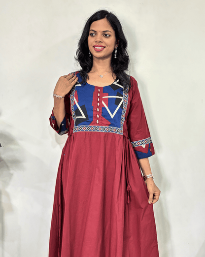 Ishani Ajrakh A-line Long Kurti