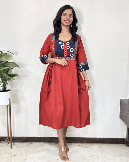 Ishani Ajrakh A-line Long Kurti
