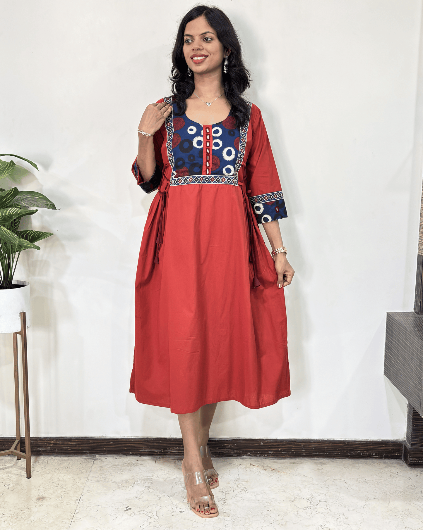 Ishani Ajrakh A-line Long Kurti