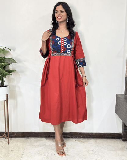 Ishani Ajrakh A-line Long Kurti