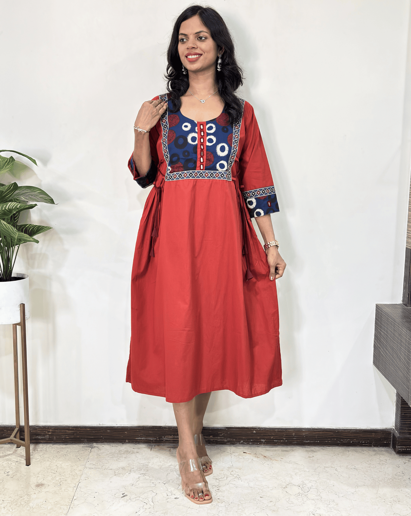 Ishani Ajrakh A-line Long Kurti