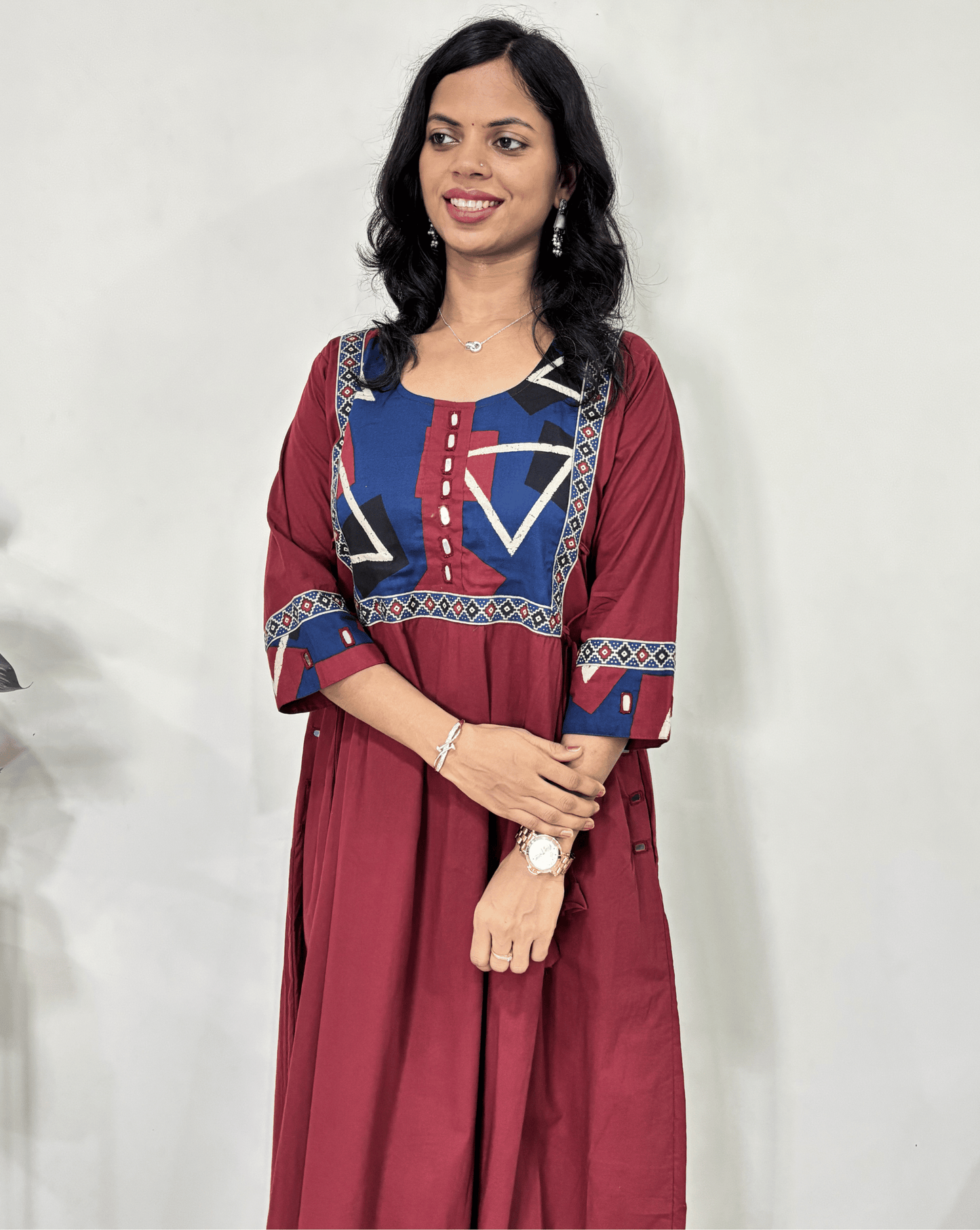 Ishani Ajrakh A-line Long Kurti
