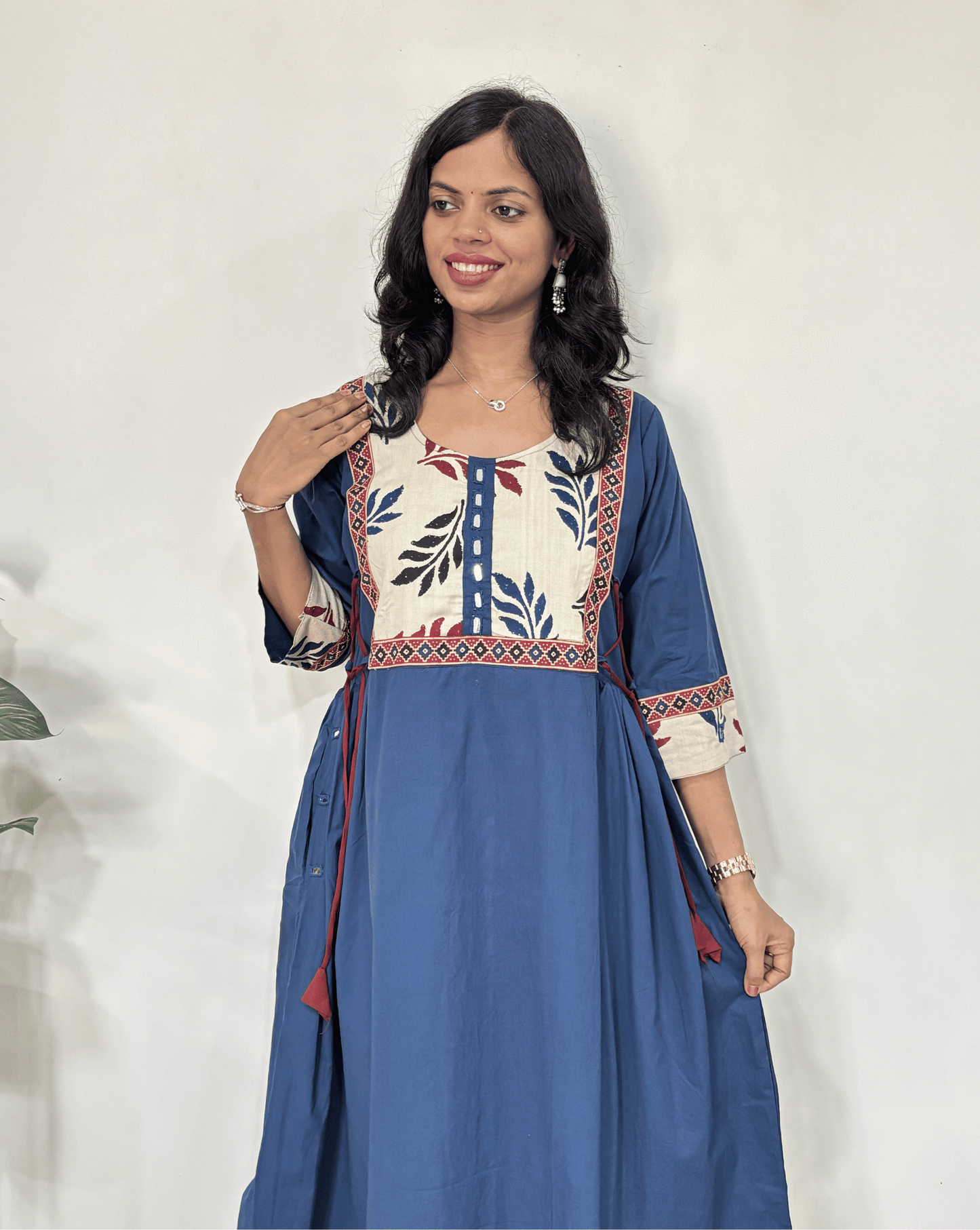 Ishani Ajrakh A-line Long Kurti
