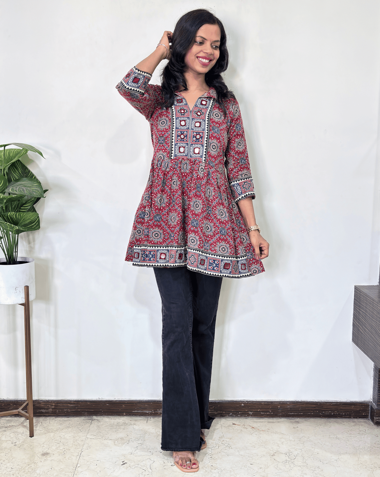 Deepika Ajrakh  Short Kurti