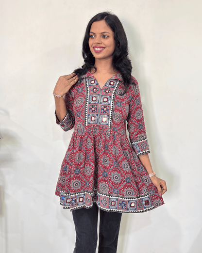Deepika Ajrakh  Short Kurti
