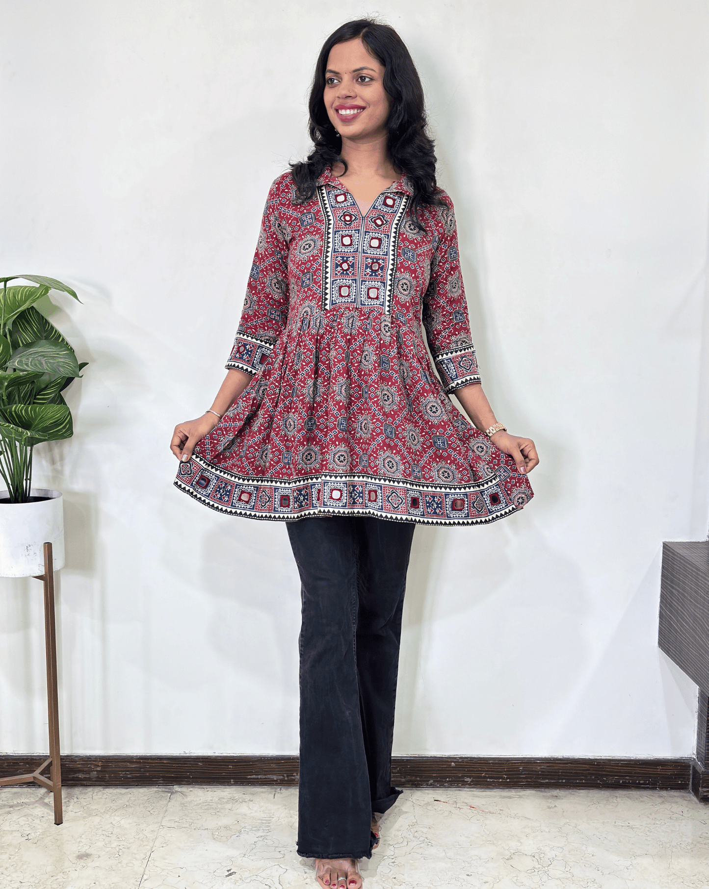 Deepika Ajrakh  Short Kurti