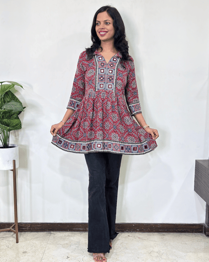 Deepika Ajrakh  Short Kurti