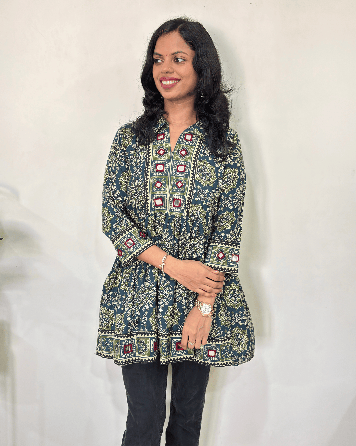 Deepika Ajrakh  Short Kurti