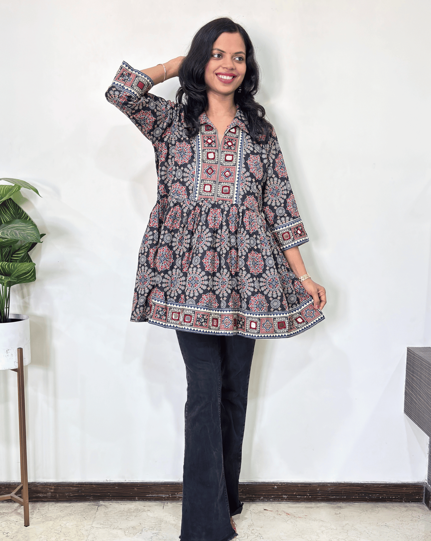 Deepika Ajrakh  Short Kurti