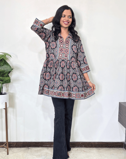Deepika Ajrakh  Short Kurti
