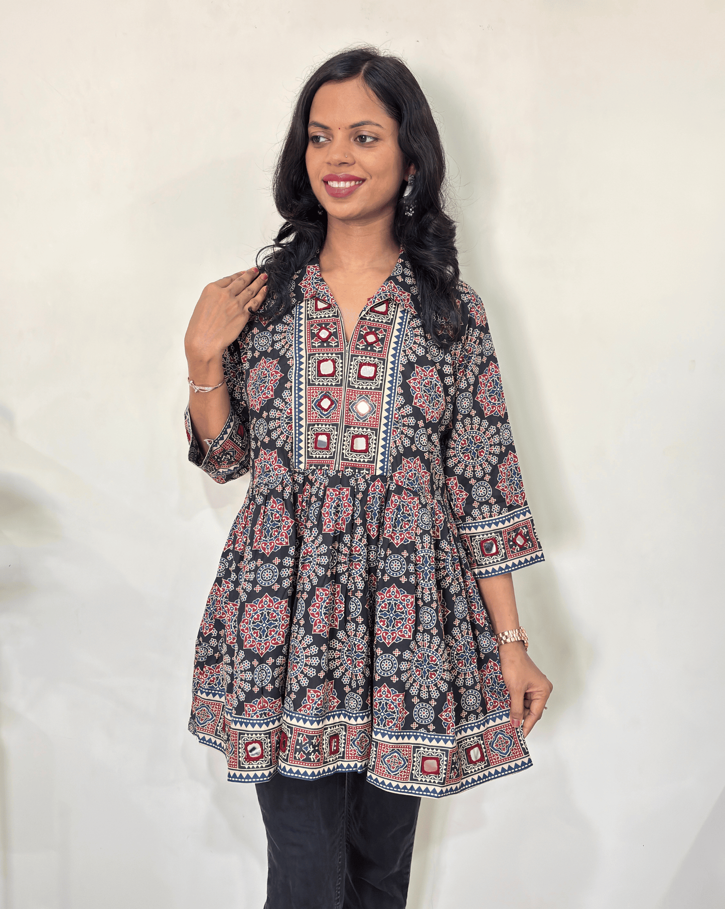 Deepika Ajrakh  Short Kurti