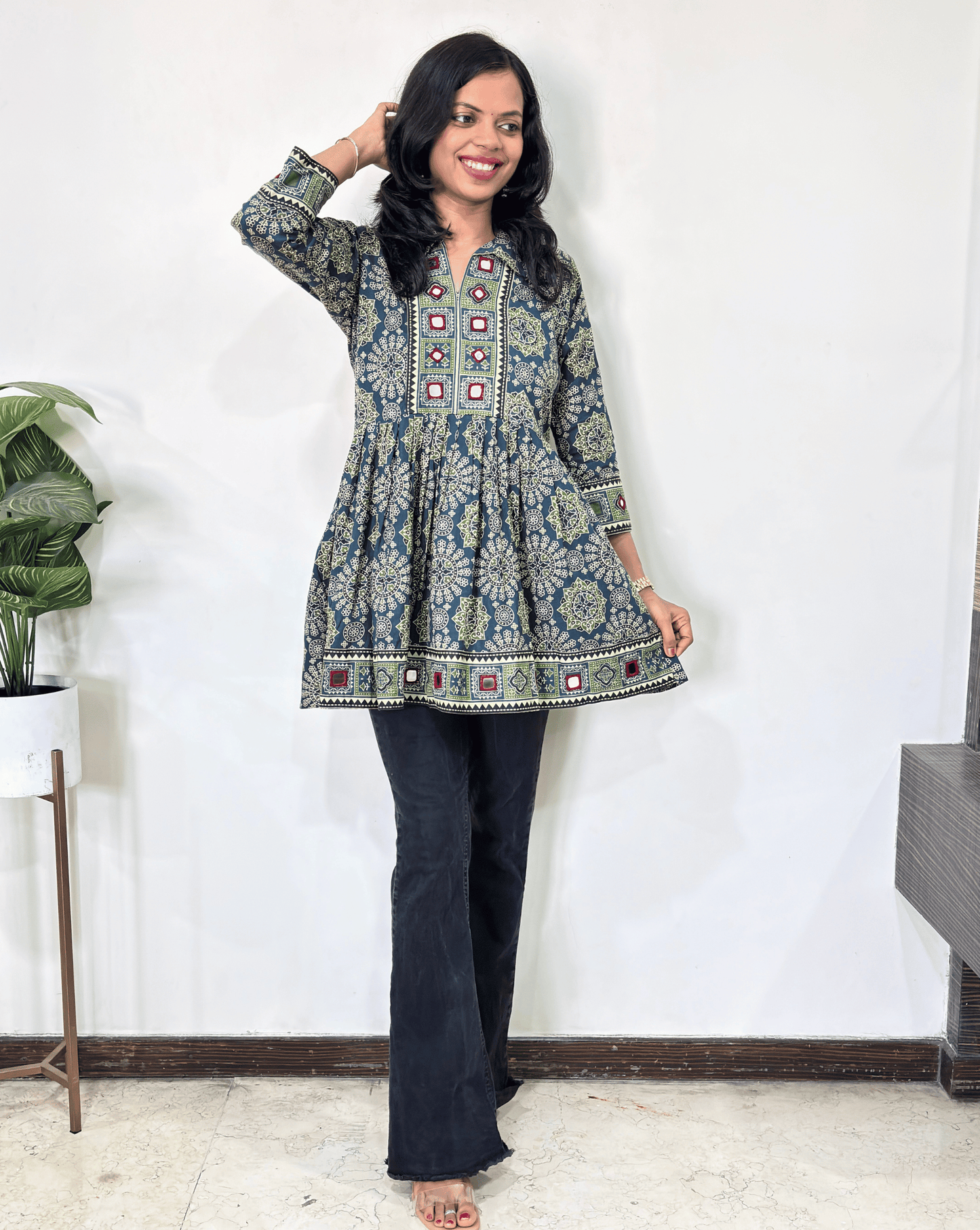 Deepika Ajrakh  Short Kurti