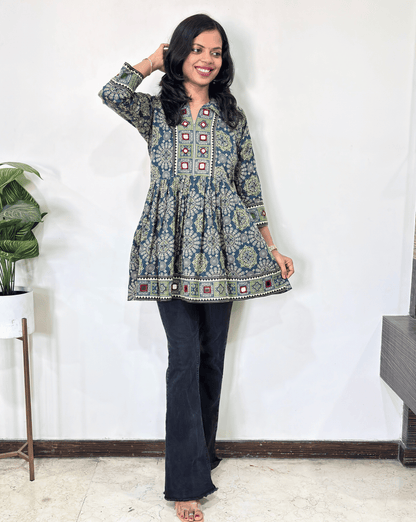 Deepika Ajrakh  Short Kurti