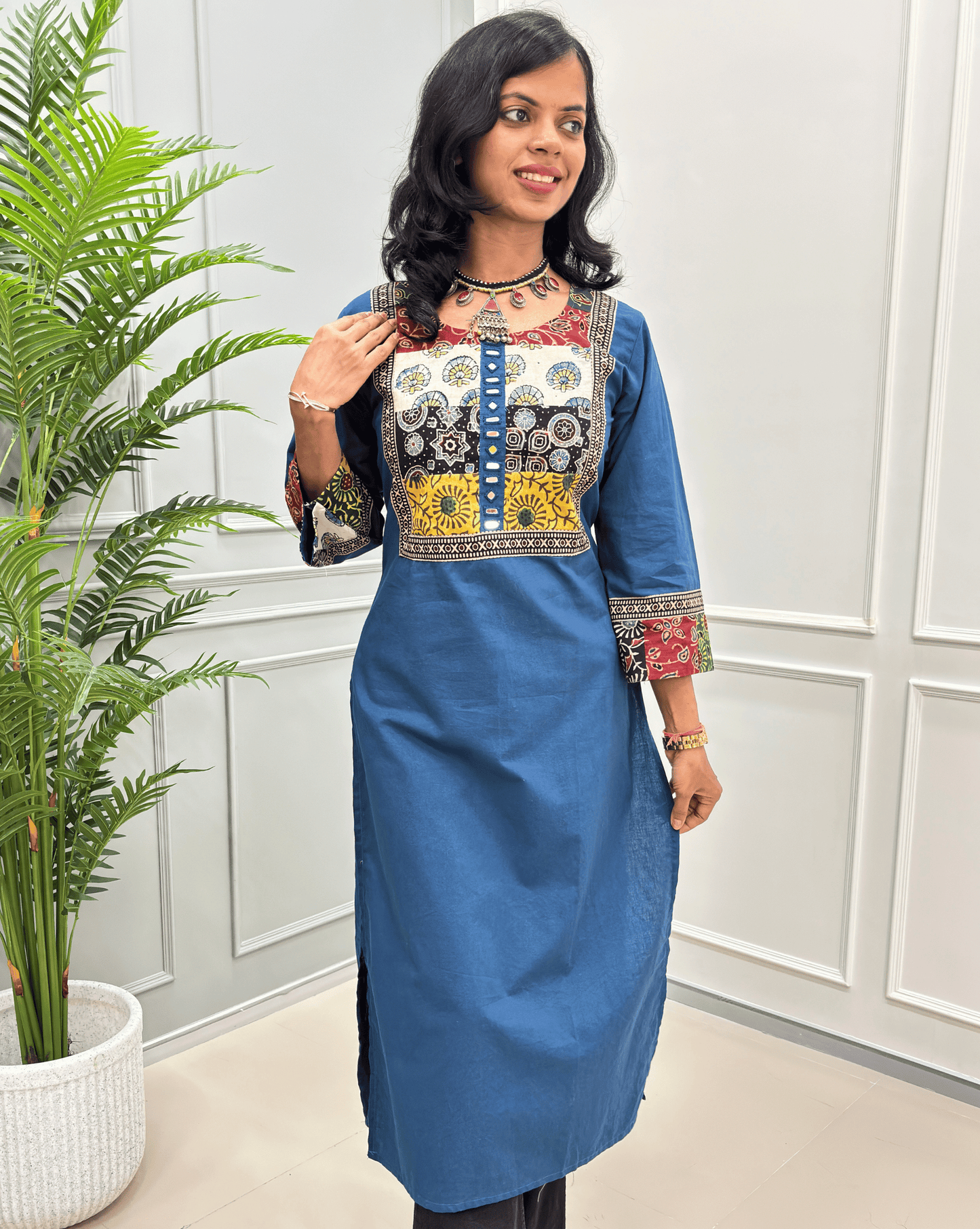 Tarang Handblock Ajrakh Long Kurti
