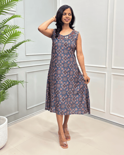 Tamannah Ajrakh Cotton Sleeveless Kurti