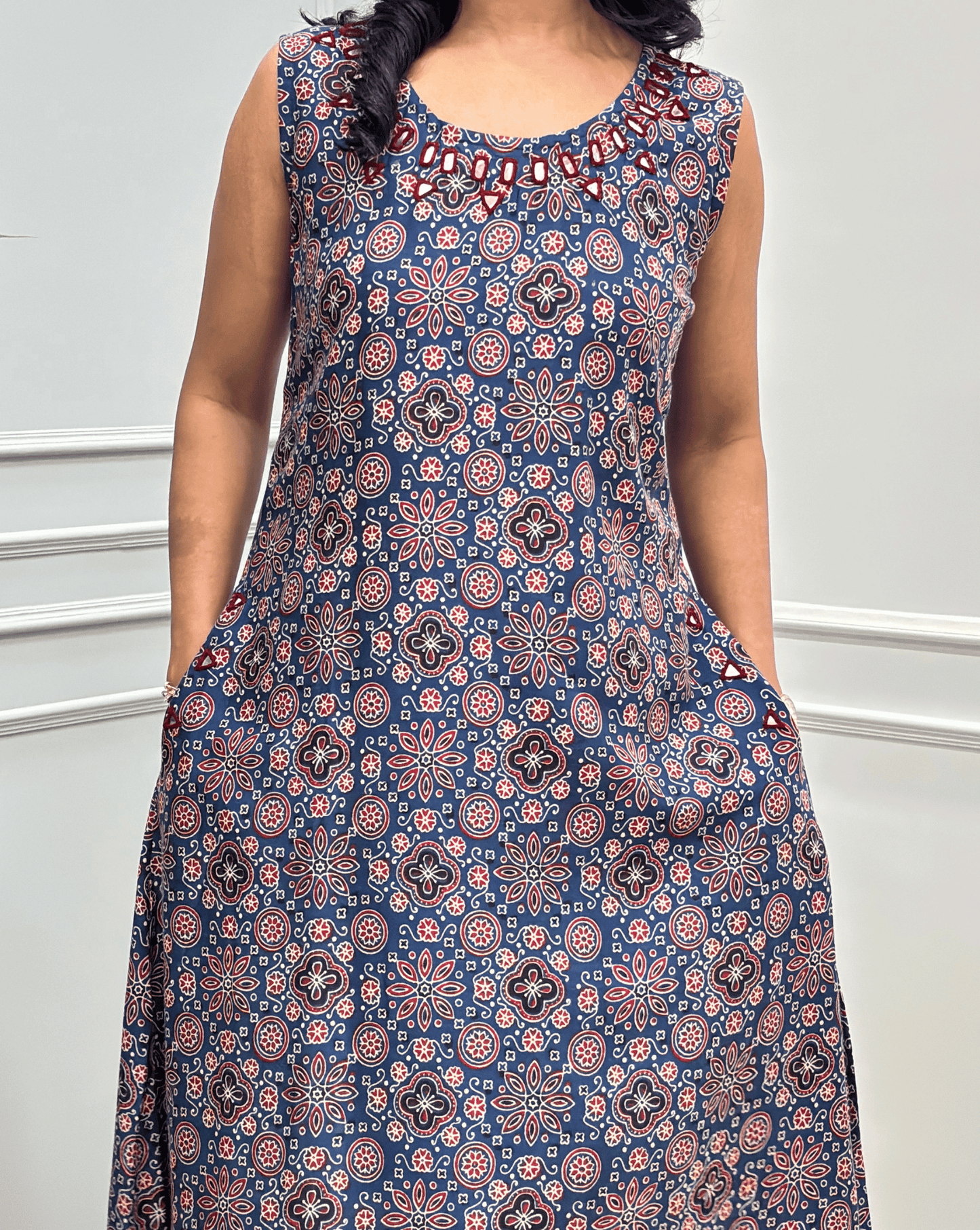 Tamannah Ajrakh Cotton Sleeveless Kurti