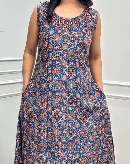 Tamannah Ajrakh Cotton Sleeveless Kurti