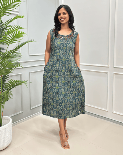 Tamannah Ajrakh Cotton Sleeveless Kurti