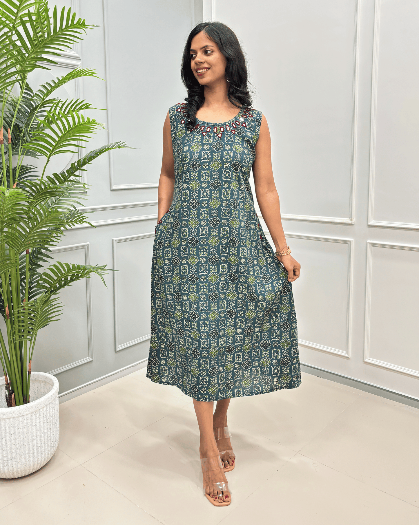 Tamannah Ajrakh Cotton Sleeveless Kurti