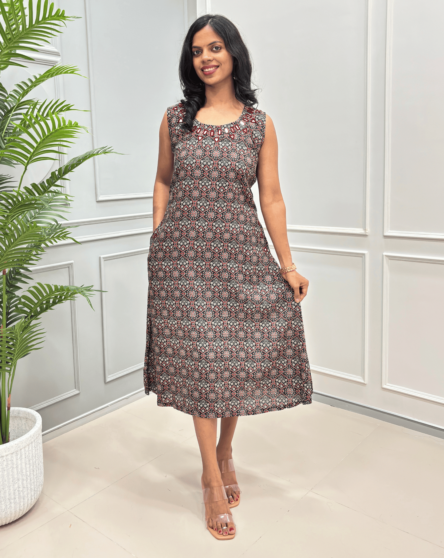 Tamannah Ajrakh Cotton Sleeveless Kurti