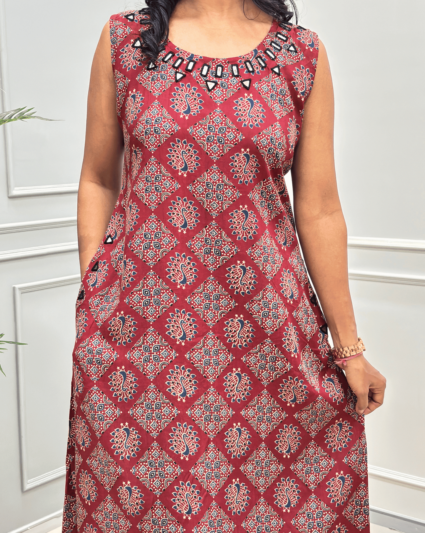 Tamannah Ajrakh Cotton Sleeveless Kurti