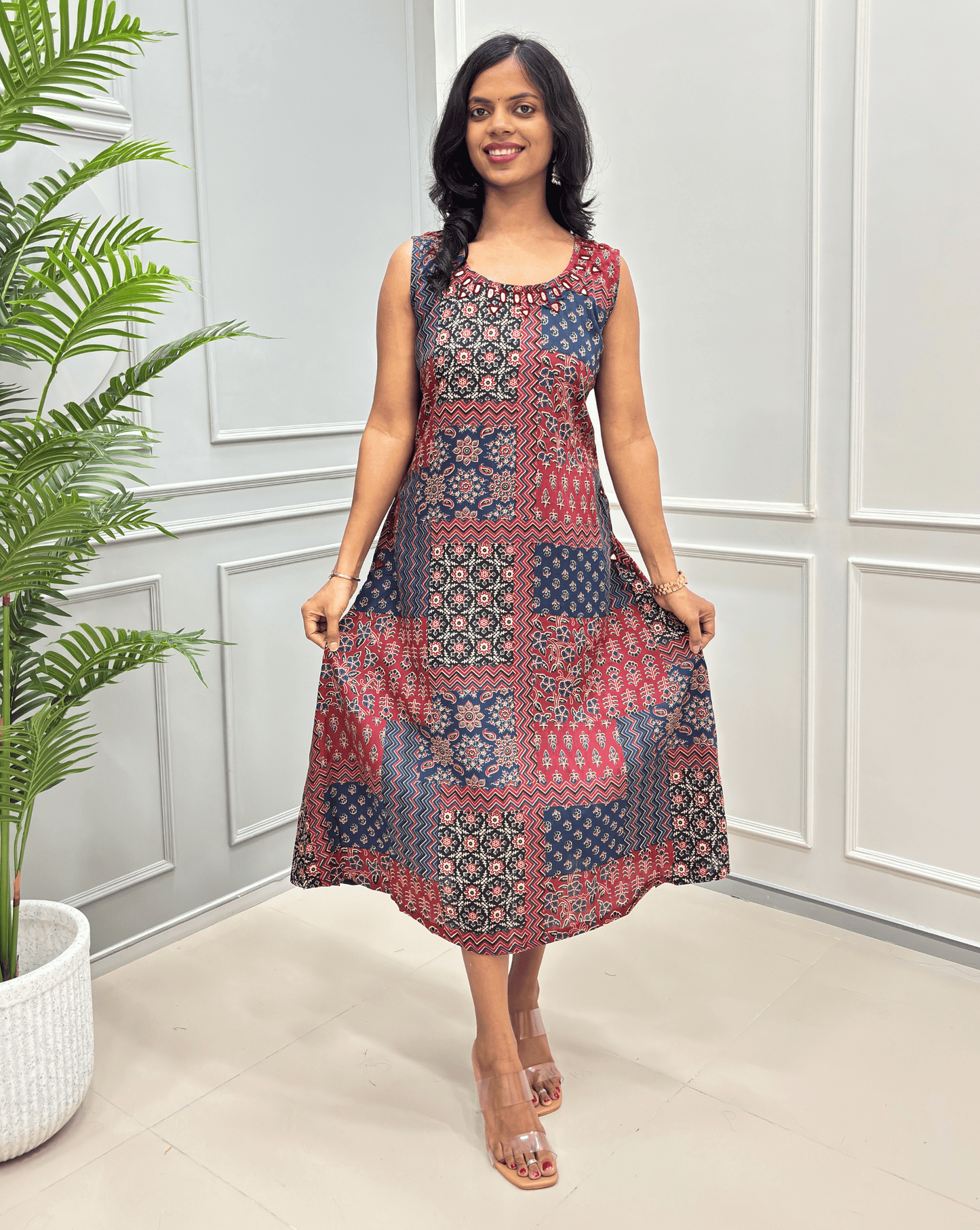 Tamannah Ajrakh Cotton Sleeveless Kurti