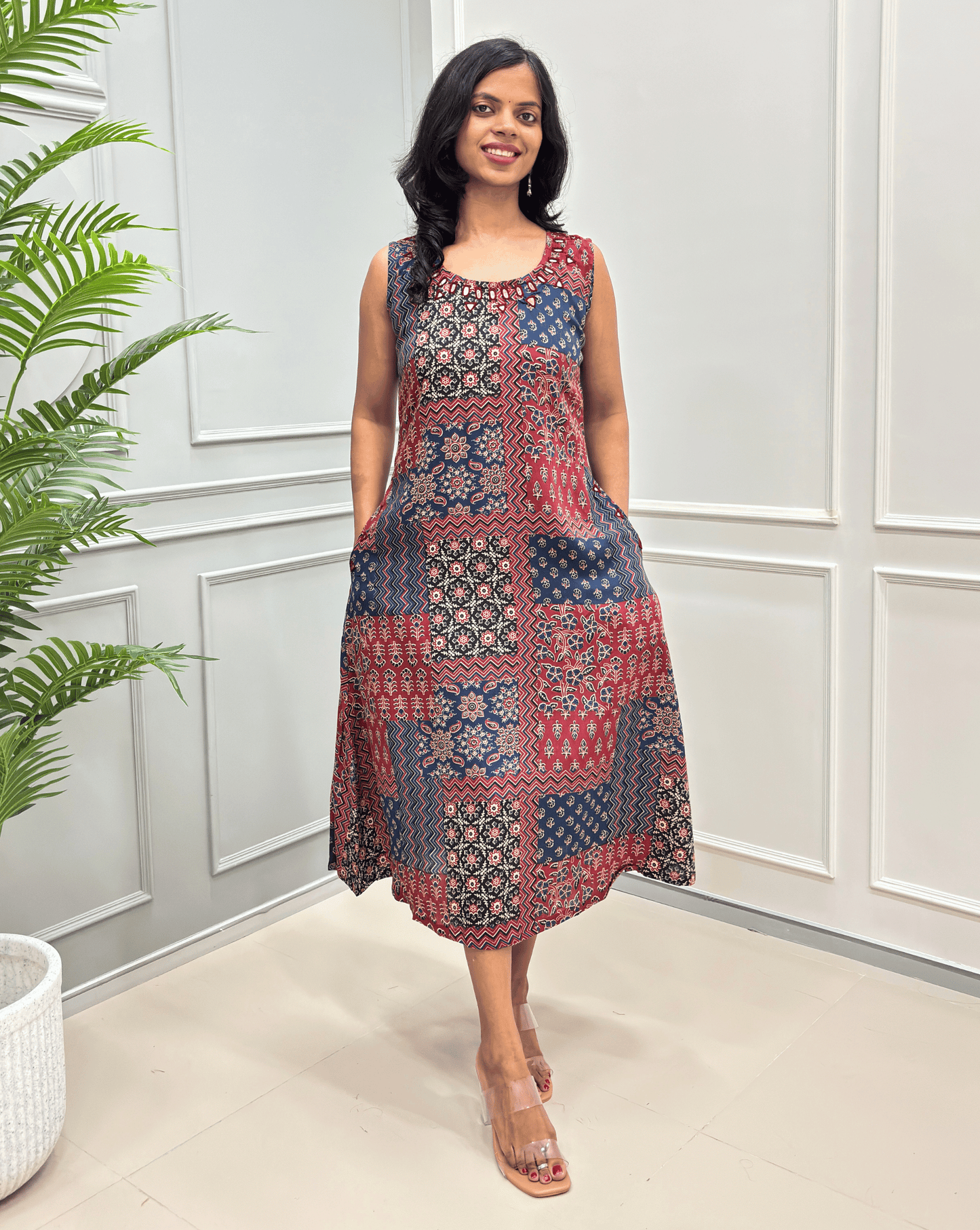 Tamannah Ajrakh Cotton Sleeveless Kurti