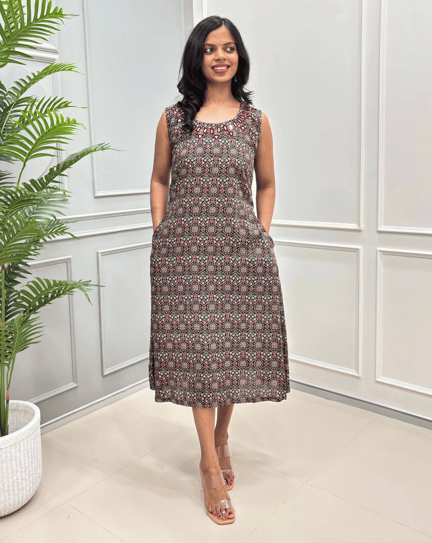 Tamannah Ajrakh Cotton Sleeveless Kurti
